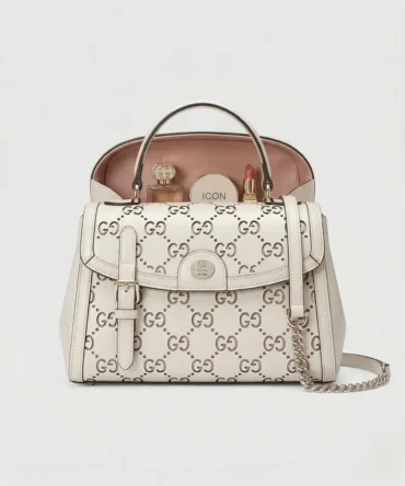 Elegant GG Icon Leather Cosmetic Bag